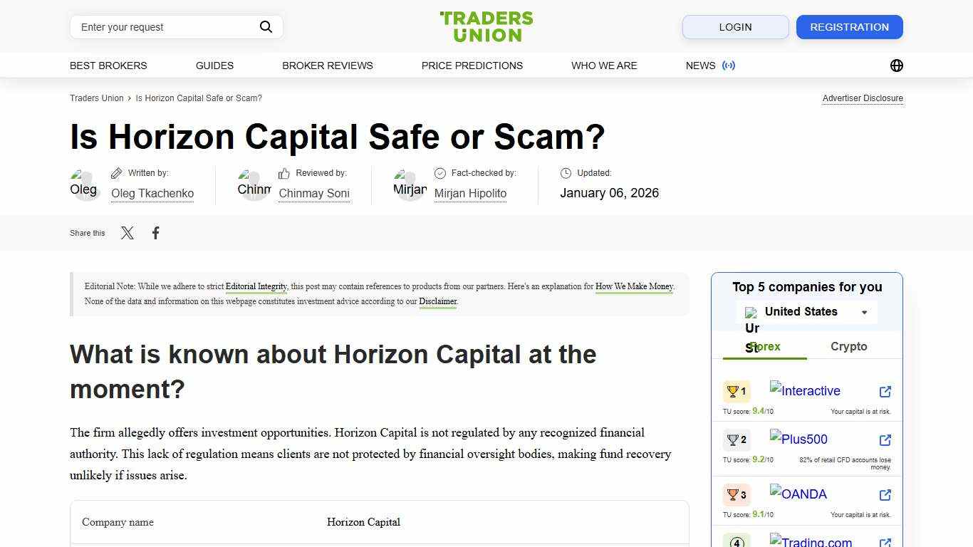 Is Horizon Capital a Safe or Scam? (Jan 2026)